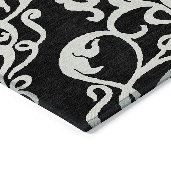 Chantille Machine Washable Indoor/Outdoor Abstract ACN973 Black 8 ft. x 8 ft. Area Rug