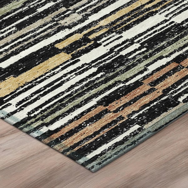 Chantille Machine Washable Indoor/Outdoor Abstract ACN2908 Black 10 ft. x 14 ft. Area Rug