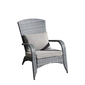 Light Gray All-Weather Wicker Outdoor Lounge Chair Patio Chair with Gray Cushion for Poolside, Patio, Garden and Deck