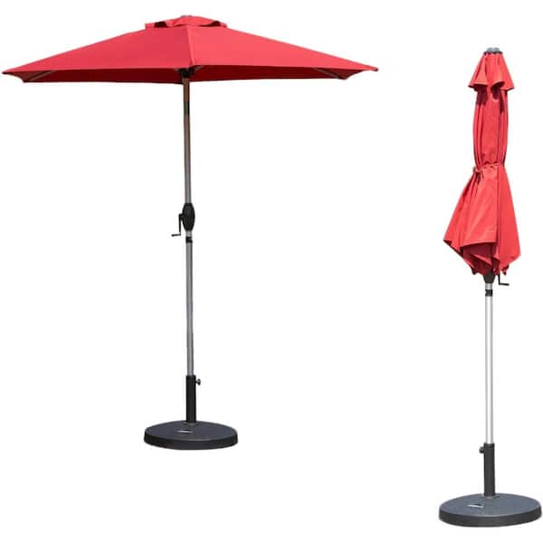 Unbranded Summer UV Protection 7.5 ft. Patio Market Sun Umbrella, with Push Button Tilt and Crank for Outdoor (Brick red)