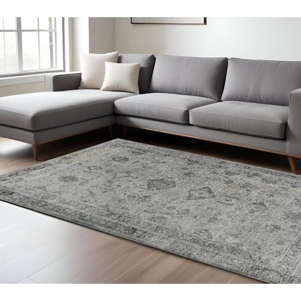 10 ft. x 14 ft. Gray And Charcoal Medallion Area Rug