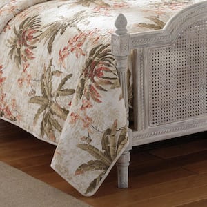 Bonny Cove Spice 2-Piece Beige Floral Cotton Twin Quilt Set