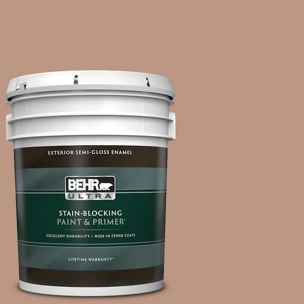 BEHR ULTRA 5 gal. #S190-4 Spiced Brandy Semi-Gloss Enamel Exterior Paint & Primer