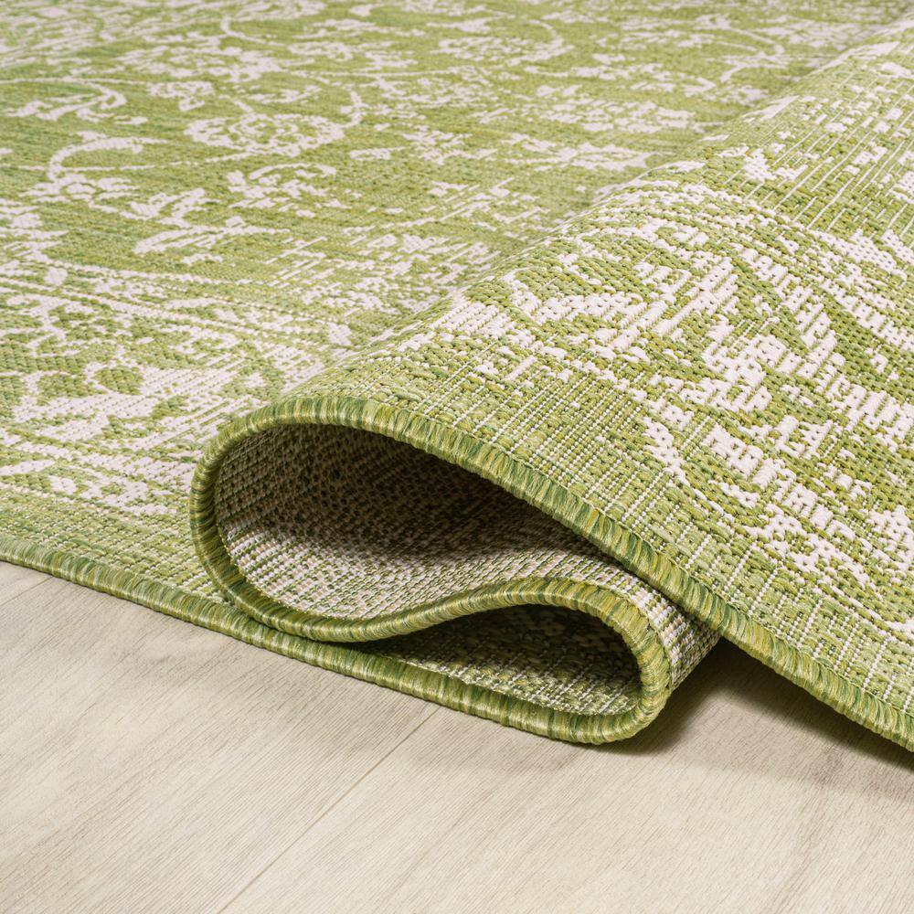 Bohemian Vintage Vine Border Gray Cream 4' x 6' Synthetic Area Rug