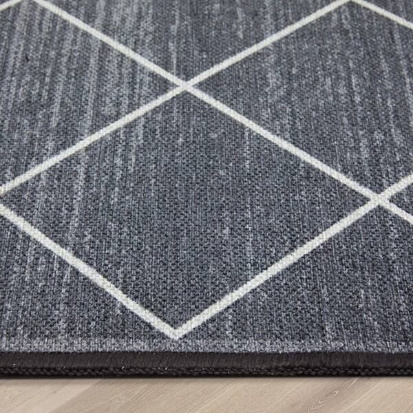 Misty Gray Diamond Skid-Resistant Carpet Runners Durable