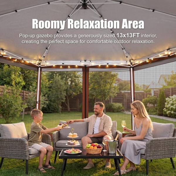 COBIZI 13x13ft Pop Up Gazebo Tent with Mosquito Netting, Hexagonal