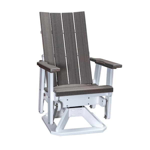American Furniture Classics Brandon Series White High Density Polyethylene Swivel Outdoor Rocking Chair (Set of 1)