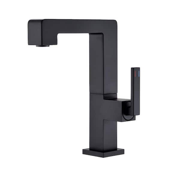 Single Handle Single Hole Bathroom Faucet with Swivel Spout Modern Brass Vanity Basin Taps in Matte Black