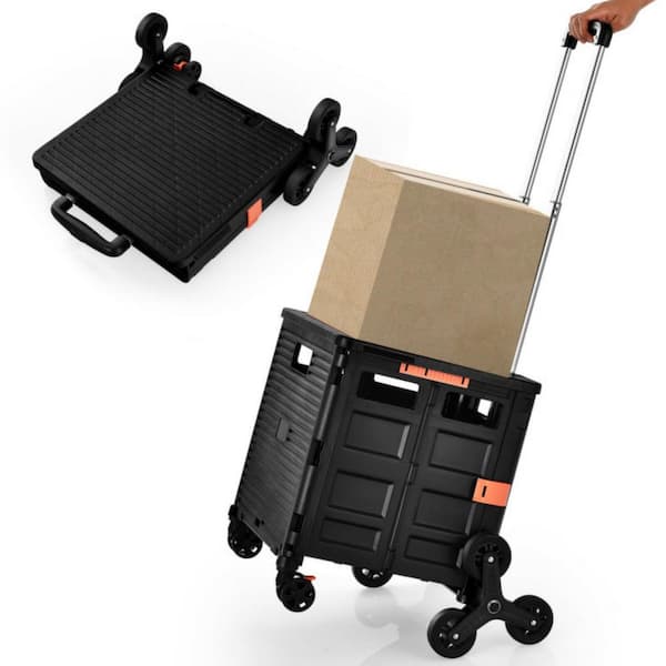Bunpeony Foldable Utility Cart Kitchen Cart in Black for Travel and Shopping