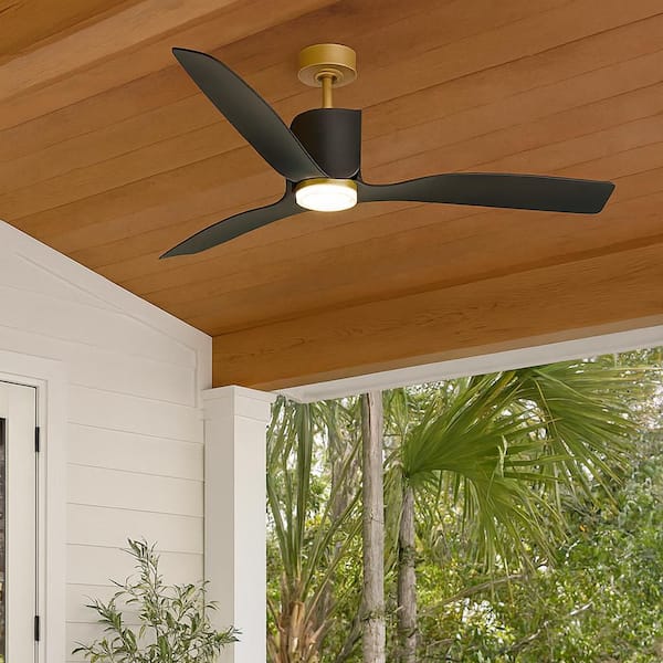 Sven 54.0 in. Indoor/Outdoor Heritage Brass Integrated LED Propeller Ceiling Fan with Remote Control