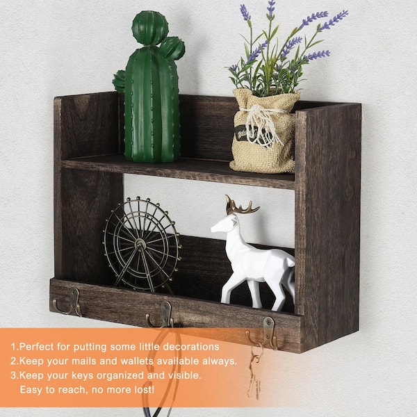 Oumilen Brown Floating Shelves Wall Mounted Storage Shelves for Kitchen Bathroom LT BHK108 The Home Depot