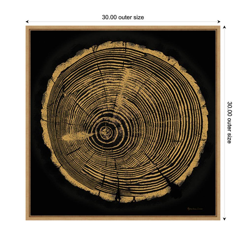 Tree Trunk I Abstract Golden Brown Canvas Wall Art with Maple Frame
