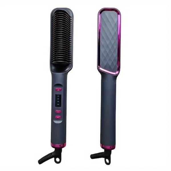 Plug-in Quickly Heat Up Dual Voltage Ionic Technology Hair Straightener Brush in Gray for Salon or Person