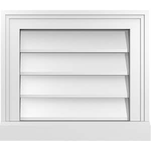 16 in. x 14 in. Vertical Surface Mount PVC Gable Vent: Decorative with Brickmould Sill Frame