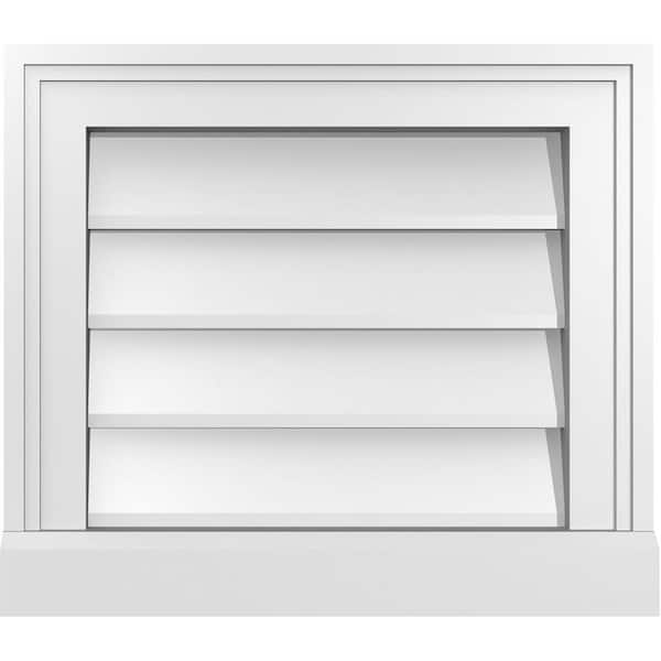 Ekena Millwork 16 in. x 14 in. Vertical Surface Mount PVC Gable Vent: Decorative with Brickmould Sill Frame
