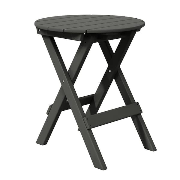 WESTIN OUTDOOR Laguna Plastic Outdoor Patio Round 24.5" Portable Flat Folding Dining Table, Gray