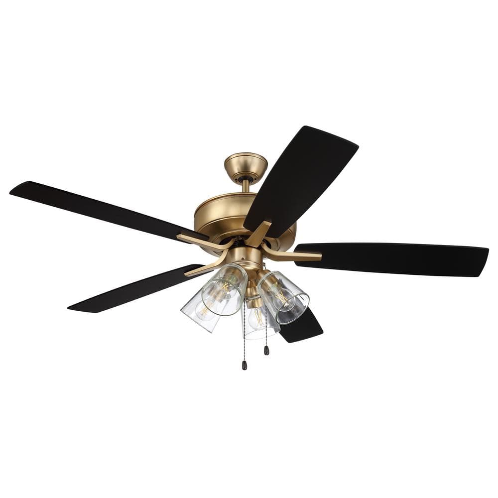 Satin Brass 52'' Ceiling Fan with Reversible Black Walnut Blades