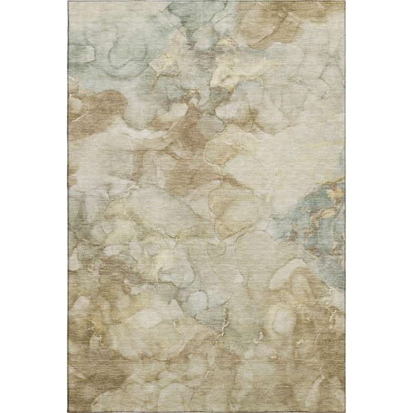 Mayfield Premium Machine Washable Abstract AMF2018 Beige 8 ft. x 10 ft. Area Rug