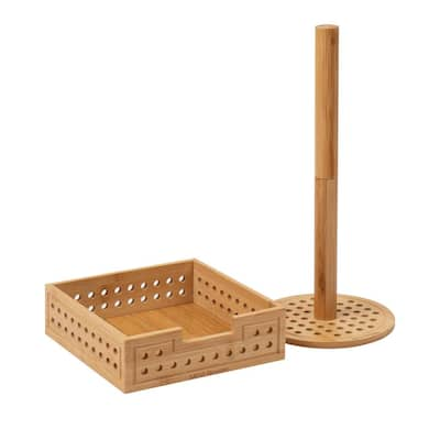 Trongee Paper Towel Holder Countertop,Farmhouse Rattan Paper Towel