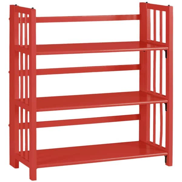 Unbranded Multimedia Storage 35 in. W Folding/Stacking Bookcase in Red