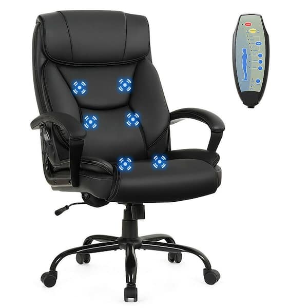 Costway 30 in. Width Big and Tall Black Faux Leather Executive Chair with Adjustable Height