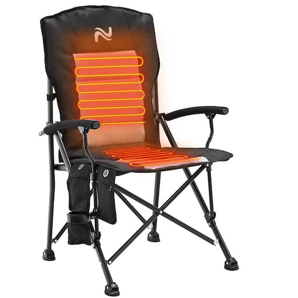 BOZTIY Outdoors Heated Camping Chair 3 Heat Levels Porable Folding Chair with Carry Bag, Cupholder and Side Pocket