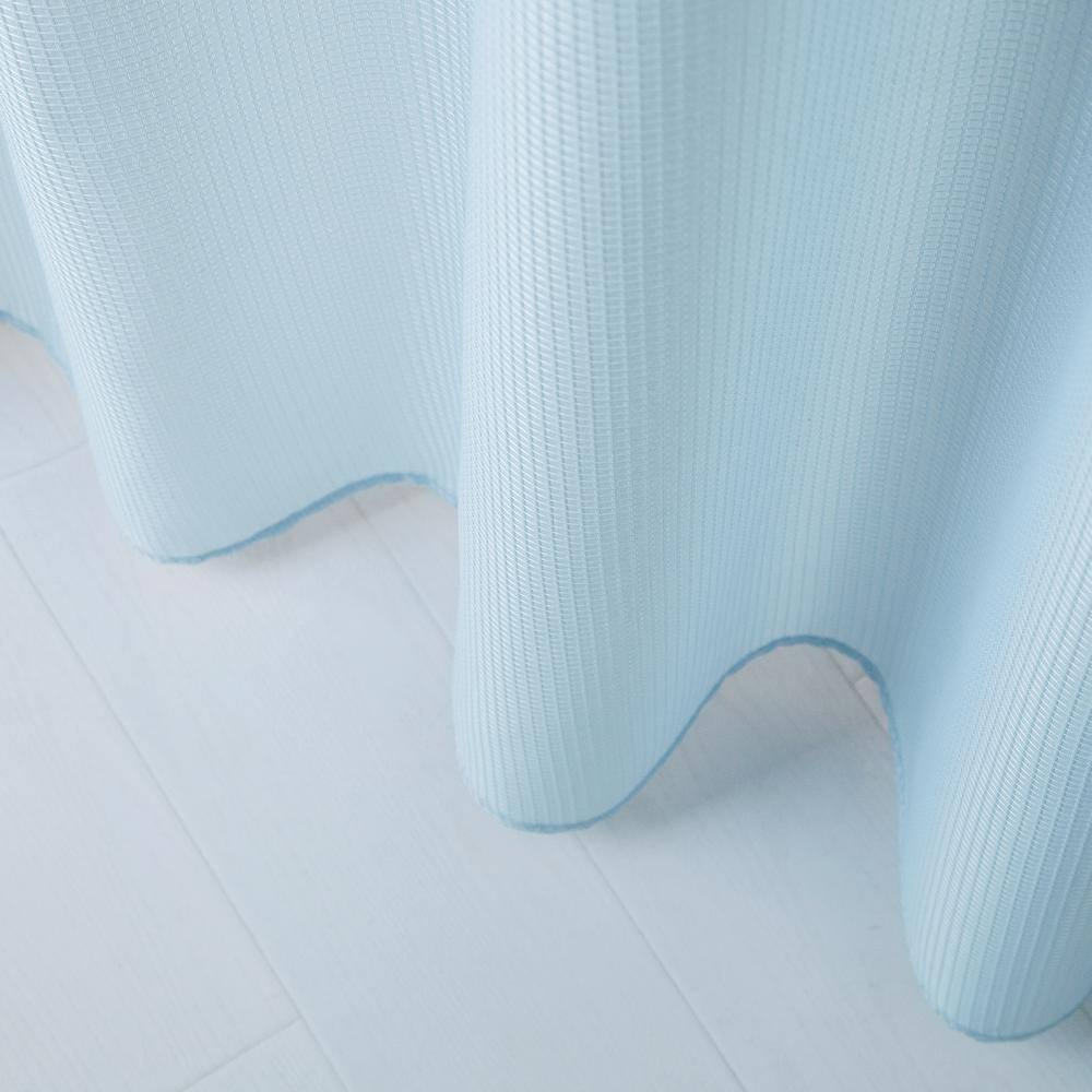 Sky Blue Waffle Weave Fabric Shower Curtain with Detachable Liner
