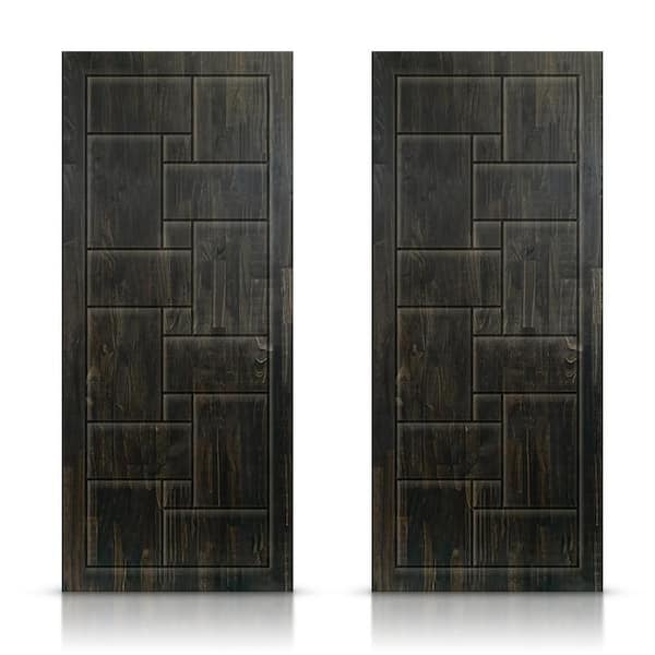 CALHOME 48 in. x 84 in. Hollow Core Natural Solid Wood Finished Interior Double Sliding Closet Doors, Natural Wood