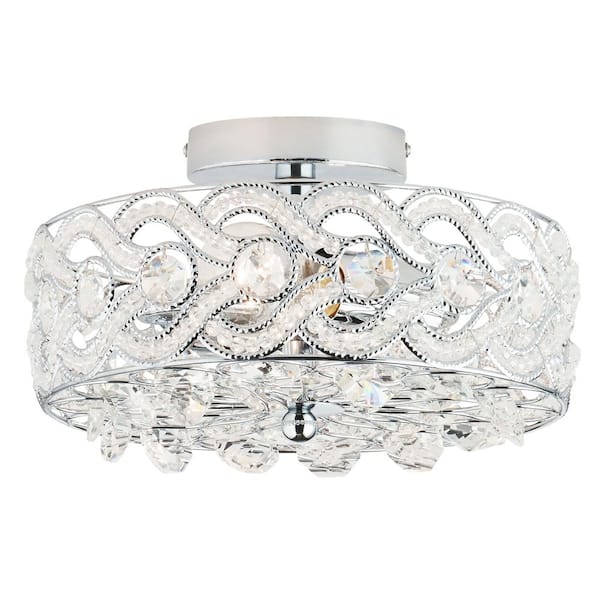 River of Goods Rave 11.5 in. 2-Light Nickel Semi-Flush Mount