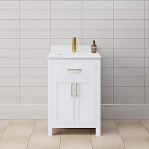 Beckett 24 in. W x 22 in. D x 35 in . H Single Bath Vanity in White with White Cultured Marble Top