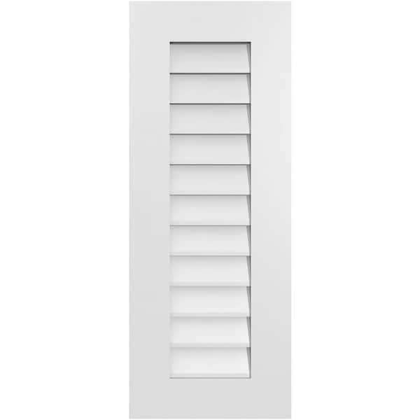 Ekena Millwork 14 in. x 36 in. Rectangular White PVC Paintable Gable Louver Vent Non-Functional