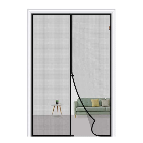 Angel Sar 38 in. x 97 in. Gray Fiberglass Magnetic Screen Door