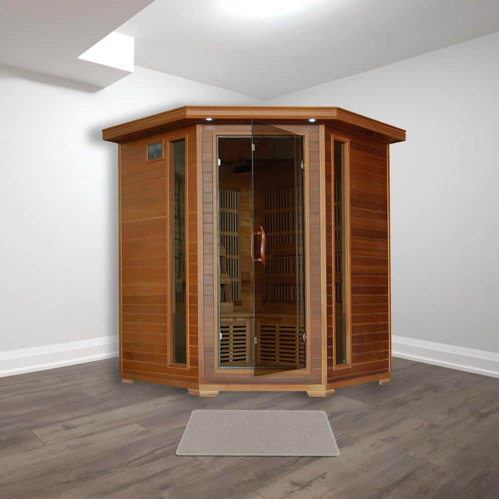Canadian Red Cedar 4-Person Corner Infrared Sauna