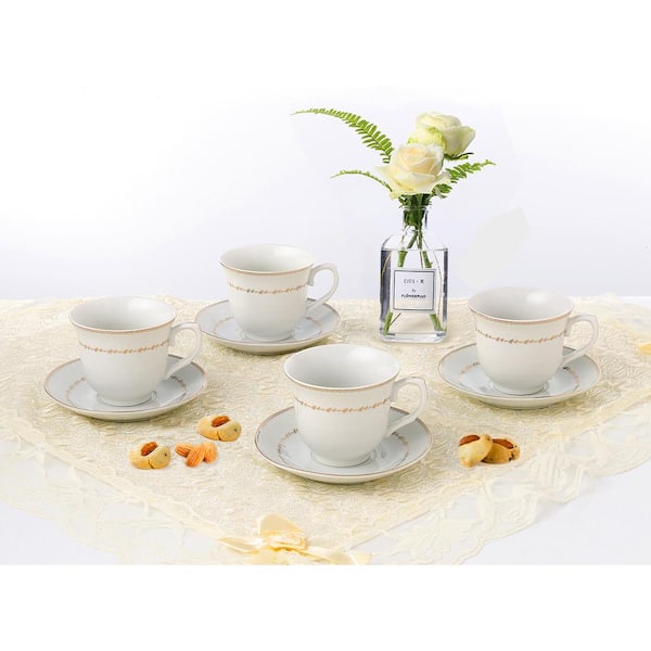 Lorren Home Trends 80-1234 Cups and Saucers Set of 6, Red