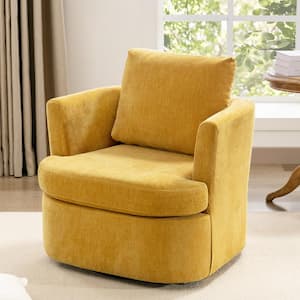 32 in. W Mustard Chenille Swivel Accent Barrel Chair Upholstered Armchair Comfy Sofa Chair 360°Club Chair