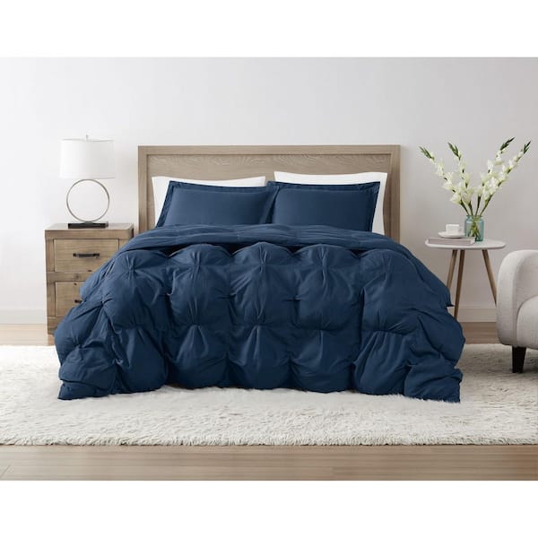 Oversized Puffer Blue King 3 Piece Microfiber Comforter Set