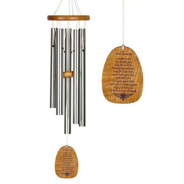 WOODSTOCK CHIMES Signature Collection, Woodstock Reflections, Irish Blessing 22 in. Silver Wind Chime WRIB