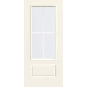 36 in. x 80 in. 1 Panel 3/4 Lite Right-Hand/Inswing Clear Glass White Steel Front Door Slab