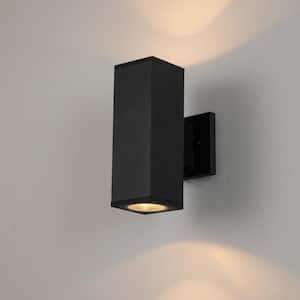 Laplusbelle 2 Light Matte Black Aluminum Hardwired LED Outdoor