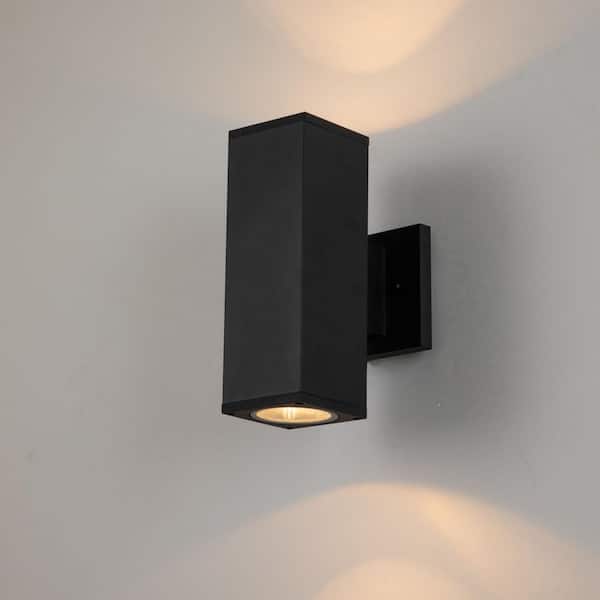 C Cattleya 10.25 in. 2-Light Matte Black Die-Cast Aluminum Rectangular Hardwired Outdoor Wall Lantern Sconce
