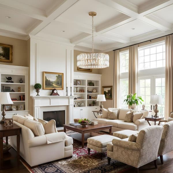 17.7 in. 6-Light Gold Modern Drum Crystal Chandelier for Living Room, Dining Room, Bedroom