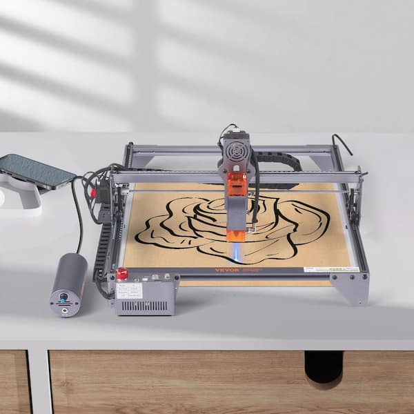 10W Output Desktop Laser Engraver and Cutter Machine with Rotary Roller for Wood, Metal and Acrylic, Gray