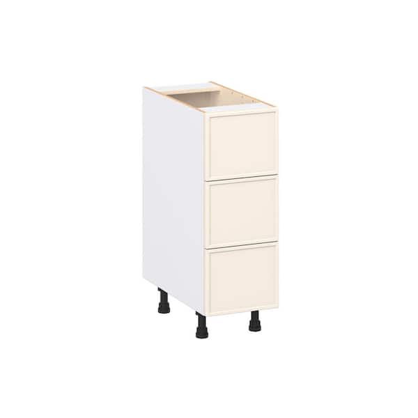 Fairview 12 in. Wx24 in. D x 34.5 in. H Assembled Slim Shaker Drawer Base Kitchen Cabinet in Washed Linen with 3-Drawers