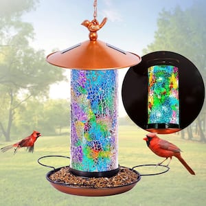 15 in. H Multi-Color Hanging Newest Solar Waterproof Lantern Design Bird Feeder