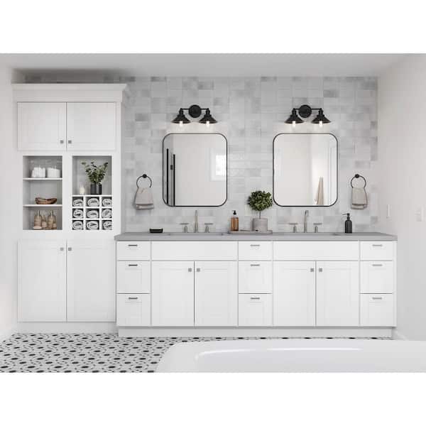 Shaker 36 in. W x 21 in. D x 34.5 in. H Assembled Bath Sink Base Cabinet in Satin White