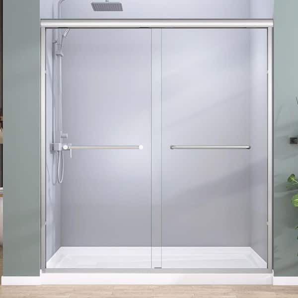 68-72 in. W x 72 in. H Semi-Frameless Sliding Bypass Glass Shower Door in Chrome 1/4 in. Tempered Glass