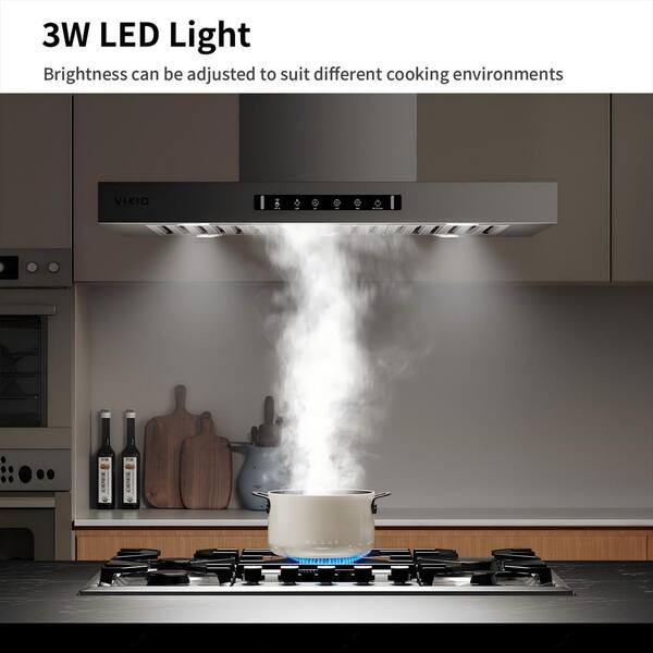 VIKIO 30 in. 600 CFM Ducted Island Mount Range Hood in