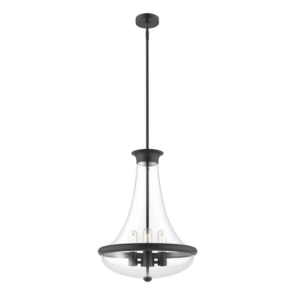 Marcel Matte Black Glass 4-Light Indoor/Outdoor Pendant