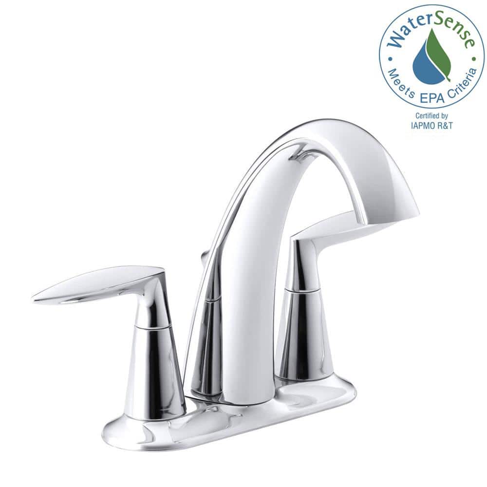 Alteo High Arc 4" Centerset Polished Chrome Double Handle Bathroom Faucet