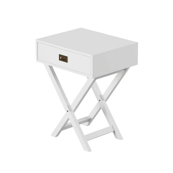 white cross leg nightstand